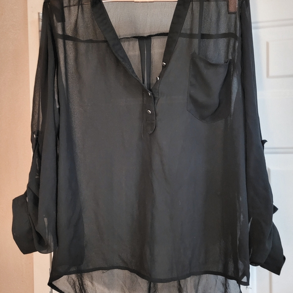 Zanzea Black Sheer Blouse - Picture 1 of 3